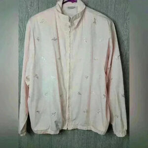 Vintage Francisca Koret Blush Embroidered flower winbreaker.